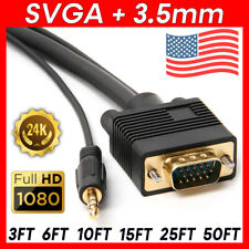Monitor VGA Cable 3.5mm Audio SVGA Monitor Cord HD15 PC Computer VGA to VGA Cord picture