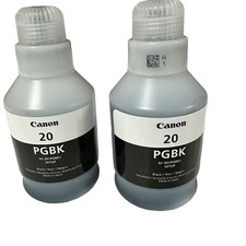 Canon GI-20 PGBK 2 bottles black ink for PIXMA MEGATANK printers 1full 1 partial picture