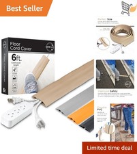 6ft Cable Protector Floor Cord Cover PVC Heavy Duty Hide Cords Prevent Trips picture