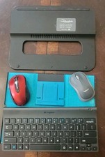 Logitech Compact Keyboard w/ Case 2 Wireless Mice Cooling Stand UNTESTED Lot picture