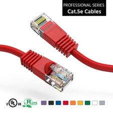 10 Pack of 100Ft CAT5E UTP Ethernet Network Booted Cable 10-100 Feet Red picture
