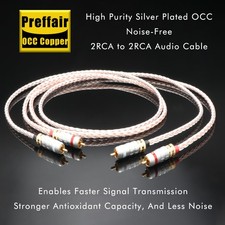 Pair OCC Pure Copper RCA Cable Gold Plated Plug Interconnect Audio Line picture