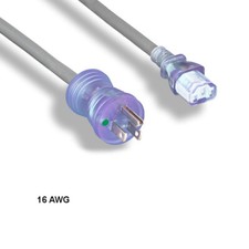 10x 15ft 16 AWG Hospital Grade Power Cable NEMA 5-15P to C13 13A/125V Clr picture
