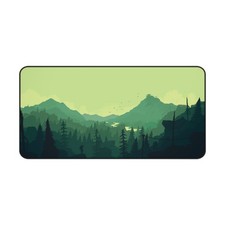 Mountain Forest Landscape Desk Mat | Green Wilderness Mouse Pad picture