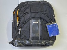 Samsonite Laptop Backpack Nylon Black Perforated Gray Stripe Yellow Accent picture