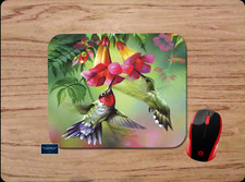 HUMMINGBIRD FLORAL ART CUSTOM PC DESK MAT MOUSE PAD SCHOOL HOME OFFICE GIFT picture
