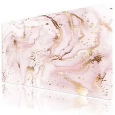Pastel Pink and Gold Mouse Pad Marble Desk Mat for Keyboard and Mouse Desk Pad picture