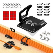 10 Pack Adjustable Elastic Cable Clips Wire Holder Cord Organizer Black Plastic picture