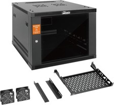 9U Wall Mount Rack Cabinet 176 Lbs High Load Capacity Heavy-Duty 19” Enclosed picture