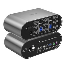 Terived 2 Port Triple Monitor Displayport DP 1.4 KVM Switch 2K 240Hz, 4K 120Hz picture