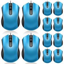 12 PCS Light Blue Wired USB Computer Mouse Ergonomic Corded Mice Home Office picture