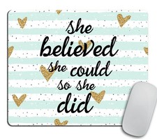 She Could Watercolor Heart Inspirational Quote Rubber Desk Mousepad Mat Pad picture