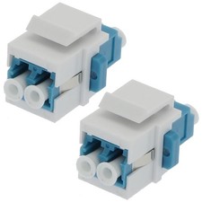 2x LC/UPC Duplex Single Mode Fiber Optical Coupler w/ Keystone Jack Snap-in Blue picture