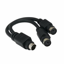 6 inch MDIN6 Splitter Cord Mini DIN 6Pin Male to 2xFemale Keyboard Mouse PS/2 PC picture