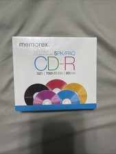 Memorex Cool Colors 5pk CD-R 52x 700MB Assorted Blank CDs Vintage Y2K  picture