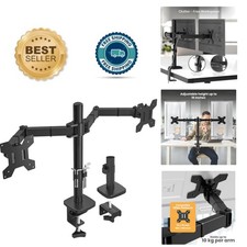 Space-Saving Dual Monitor Arms - Height Adjustable VESA Mount for 13-32