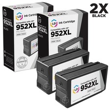 LD 2pk Comp BLack Ink Cartridge for HP 952XL 952 XL F6U19AN 8726 8727 8728 picture