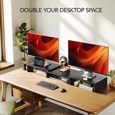 Desk And Drawer Organizers - Dual Monitor Stand Riser Office Desktop Organizer picture