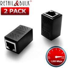 2 Pack High-Speed Ethernet Coupler Female to Female RJ45 Jacks, up to 1,000 Mbps picture