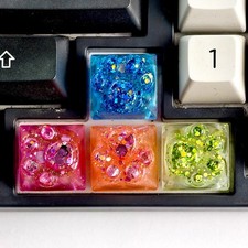 4 PCS Cute Transparent Resin Cat Artisan Keycap Paw OEM Profile 1U Cherry MX picture