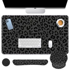Britimes Keyboard Mouse Pad Set, 4 in 1 Desk Mat Set, Grey Leopard Cheetah | ... picture