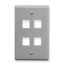 FACEPLATE FLAT 1-GANG 4-PORT GRAY IC107F04GY UPC 633758004848 picture