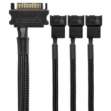 CRJ 15-Pin SATA to 3 PC Fan Power Adapter Cable - 12-Inch (30Cm), Black Sleeved picture
