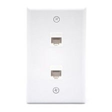 Ethernet Wall Plate 2-Port UL Listed Cat6 Female to Female Wall Jack RJ45 Key... picture
