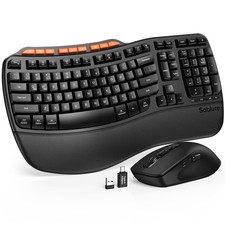 Ergonomic Wireless Keyboard and Mouse Combo, Full Size Wave, Natural Typing picture