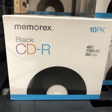 10 MEMOREX BLACK CD-R 48X WRITE SPEED 700mb - FACTORY SEALED picture