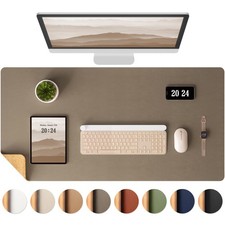 Aothia DualSided Desk Pad  Leather Desk Mat, Natural Cork Desk Pad Protector,... picture