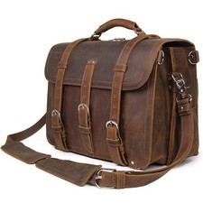 Leather Briefcase 16 Inch Laptop Messenger Bag for Men picture