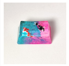 Custom Made Handmade Resin 1.5utab 1.75u Koi Fish Lotus Keycap MK Mechanical picture