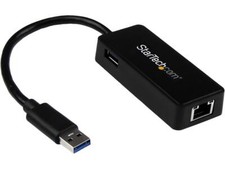 StarTech USB31000SPTB USB 3.0 to Gigabit Ethernet Adapter NIC w/ USB Port - Blac picture