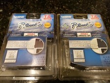 TWO Brother 3/4in Labeling Tape (26.2ft, White on Clear) TZ145 NEW picture