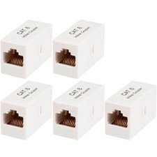 5x Cat6 RJ45 Network LAN Ethernet Straight Coupler Cable Joiner Extender White picture