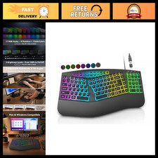 Ergonomic Wired Split Keyboard with RGB Backlight & Numpad - Black Design picture