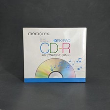 Memorex CD-R Recordable CDs 10PK 40X/700MB/80Min Taiwan Jewel Cases NEW SEALED picture