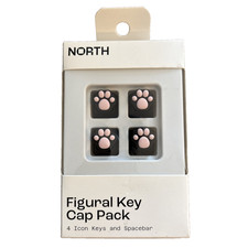 North Figural Keyboard Key Cap Pack Paw Print Black w/ Pink Paw NEW picture