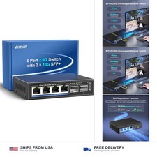 6 Port 2.5G Unmanaged Network Switch, VIMIN 4X 2.5Gbase-T Ports, 2X 10G SFP+ ... picture