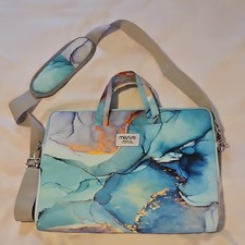 Mosiso 13in Padded Marbled Shoulder/Messenger Laptop Bag, Blue w Strap picture