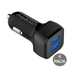 Maxboost USB Car Charger 4 Pack ,  4.8A/24W [Black] Compatible iPhone, Android picture