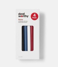 Deal Worthy Stylus Set - Black, Red, Blue, White 4 Pack New in Box picture
