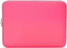 Padded Laptop Sleeve Case for 14 Inch Devices, Bright Pink | Slim Zippered Bag picture