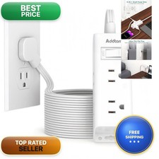 Addtam Flat Plug Power Strip 6 Outlet Extender 25 Ft Extension Cord Flat Wall picture
