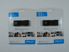 (2) PNY 32 GB USB 2.0 FLASH DRIVE NEW SEALED 4K picture