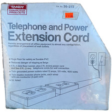 Tandy Computer Products Telephone Power Extension Cord 26-272 New NIP 6 ft VTG picture