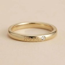 Diamond Engraved Name Ring, Custom Word Band, Personalized Mantra Jewelry Gift picture