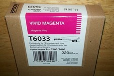 01-2022 NEW GENUINE EPSON T6033 VIVID MAGENTA 220ml INK STYLUS 7880 9880 T603300 picture