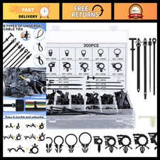 300 Pcs Wire Loom Clips - 15 Sizes Push Mount Cable Management for Cars picture